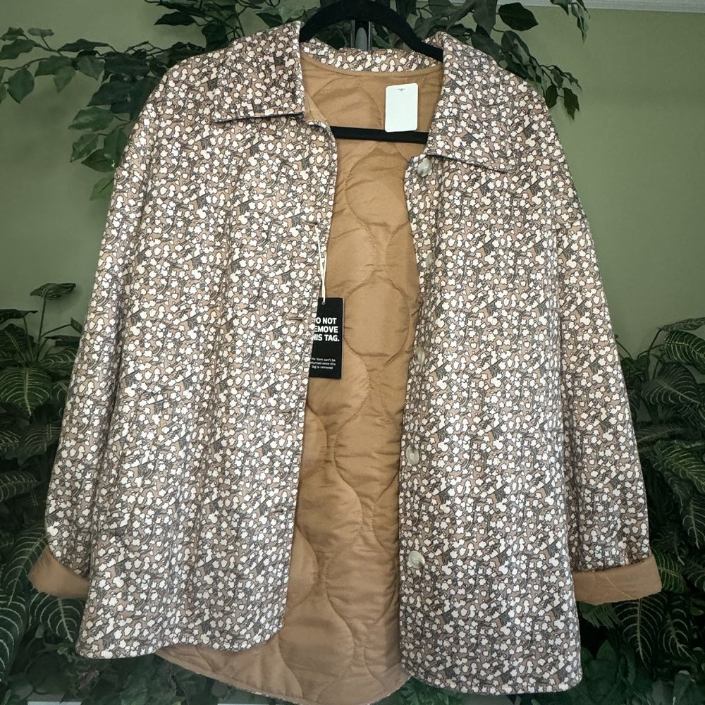 Floral Print Quilted Lined Lightweight Jacket